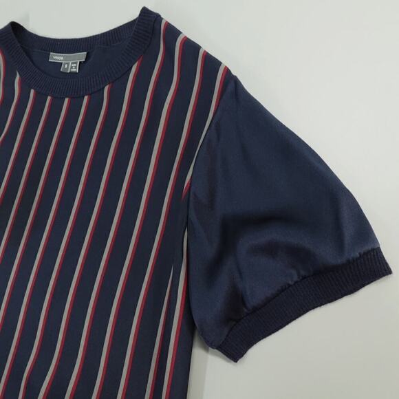 Vince Silk Top Womens Small Blue Striped Satin Capsule Minimalist - Picture 6 of 16